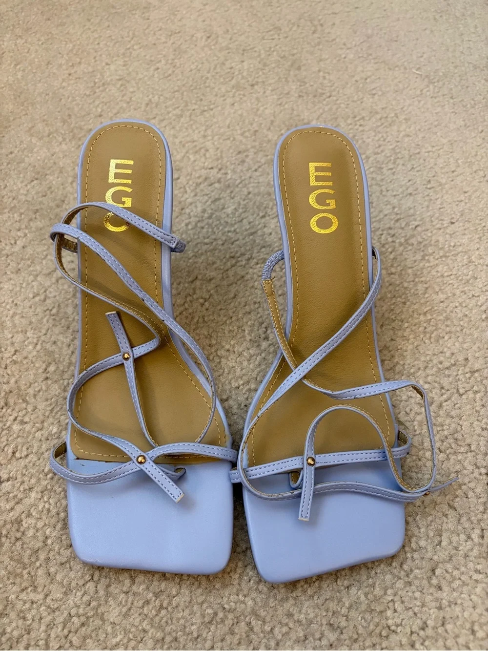 EGO Pastel Lilac Strappy Square-Toe Heels